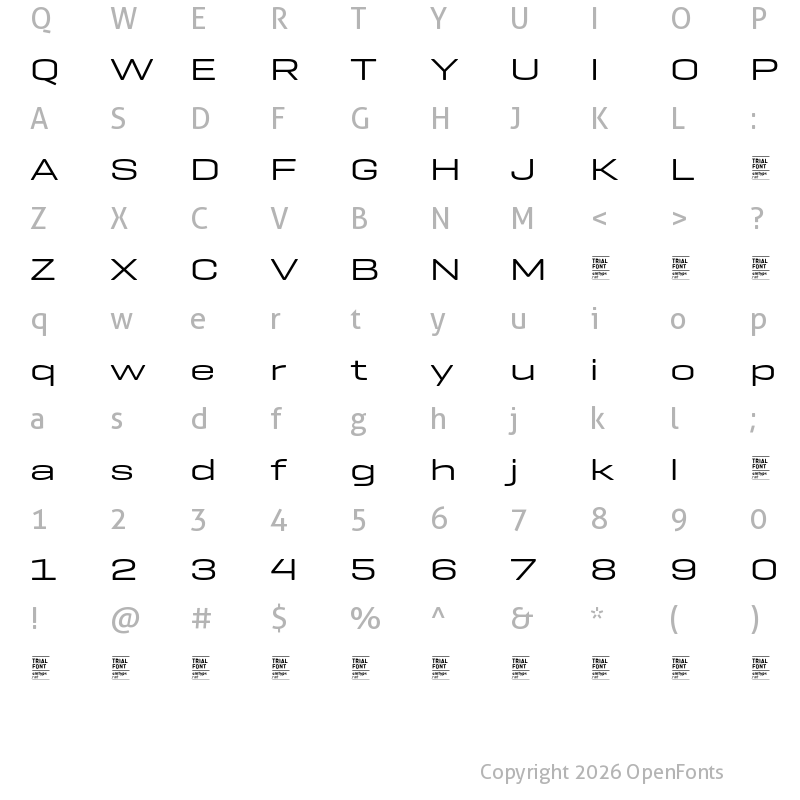 Character Map of Geogrotesque Exp TRIAL Regular