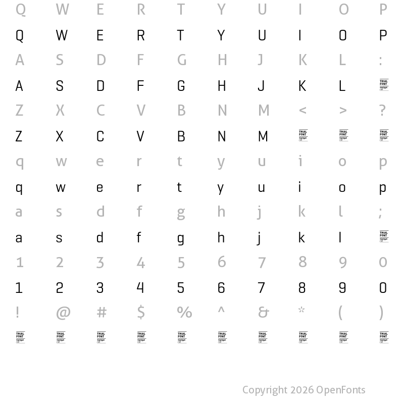 Character Map of Geogrotesque TRIAL Regular