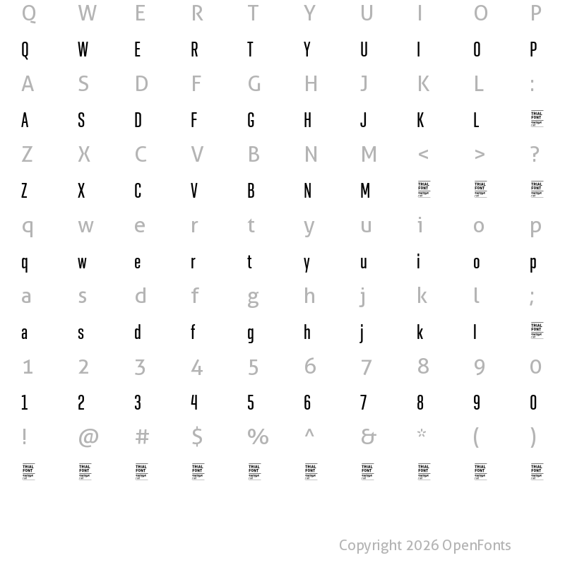 Character Map of Geogrotesque XComp TRIAL Medium