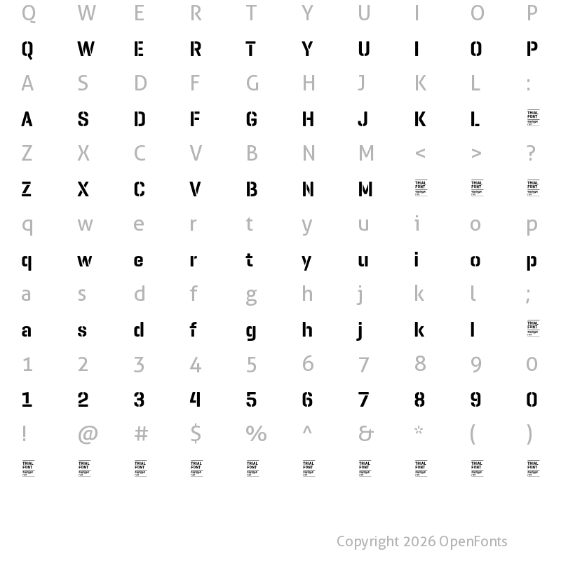 Character Map of GeogrotesqueStencil C TRIAL SemiBold
