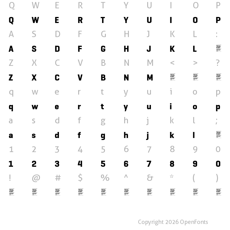 Character Map of GeogrotSharp TRIAL Bold