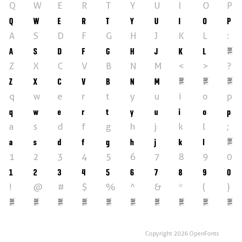 Character Map of GeogrotSharp TRIAL Comp Bold