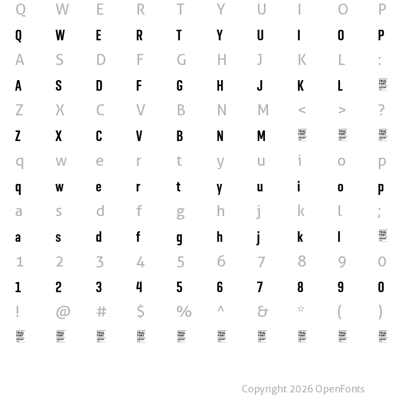 Character Map of GeogrotSharp TRIAL Comp SemiBold