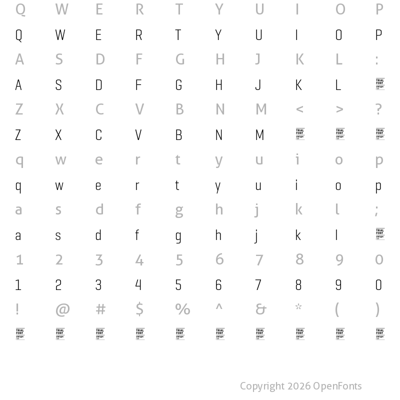 Character Map of GeogrotSharp TRIAL Cond Light