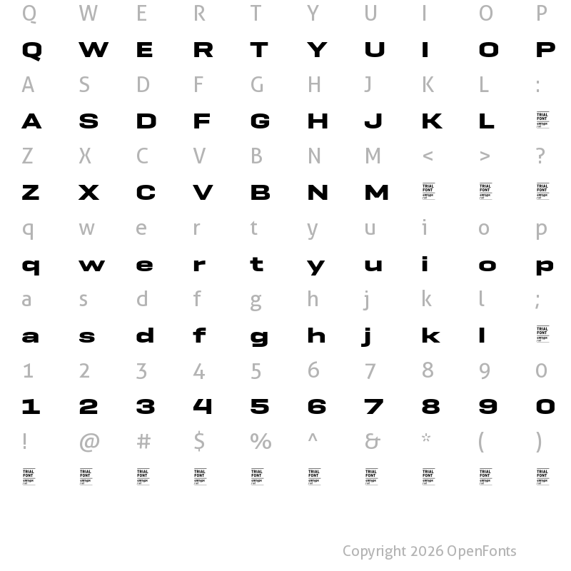 Character Map of GeogrotSharp TRIAL Exp Bold