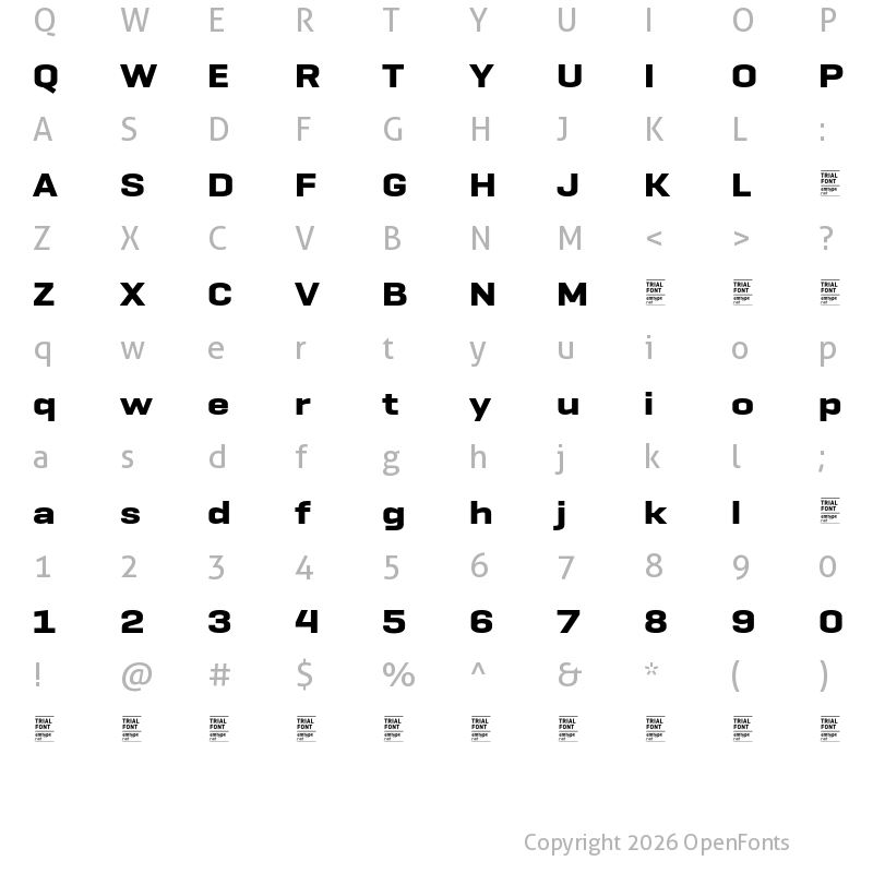 Character Map of GeogrotSharp TRIAL Ext Bold