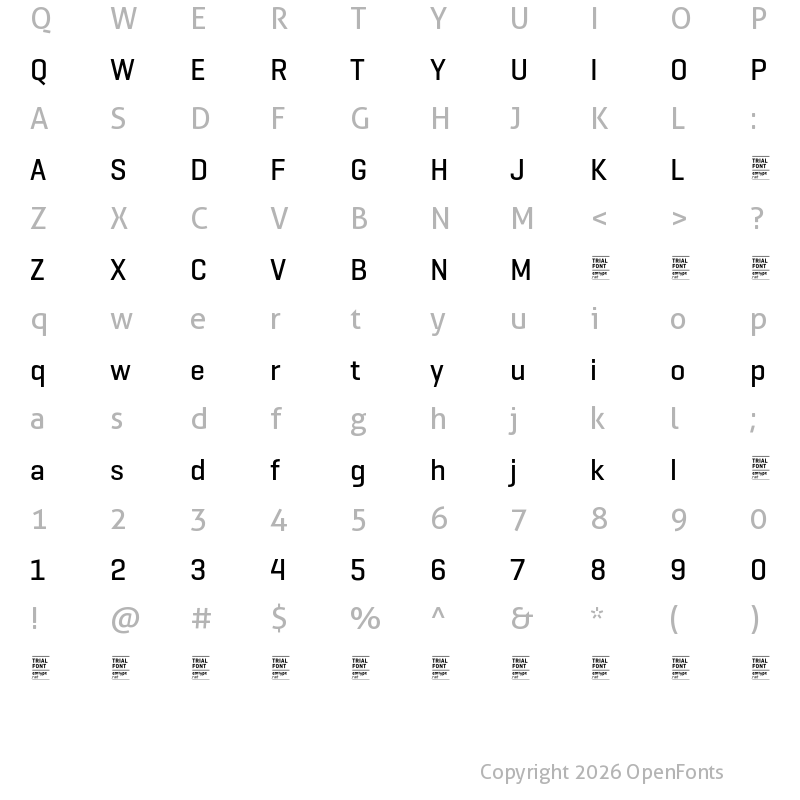 Character Map of GeogrotSharp TRIAL Medium