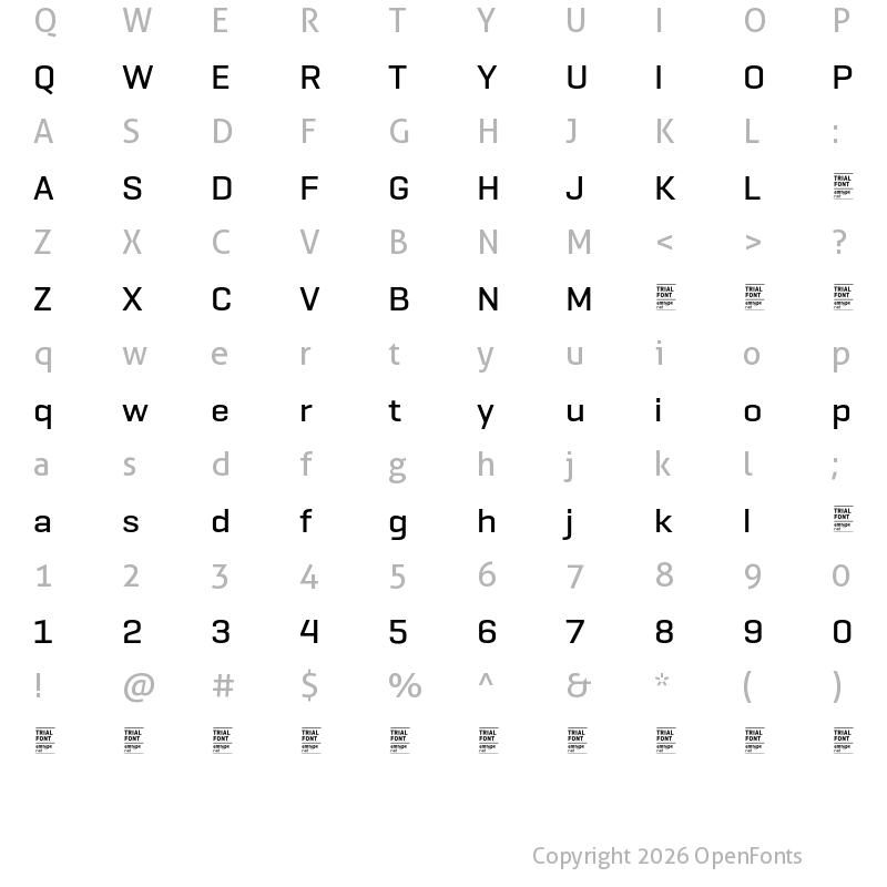 Character Map of GeogrotSharp TRIAL Wide Medium