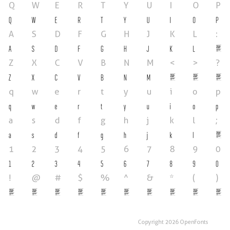 Character Map of GeogrotSharp TRIAL XComp Light