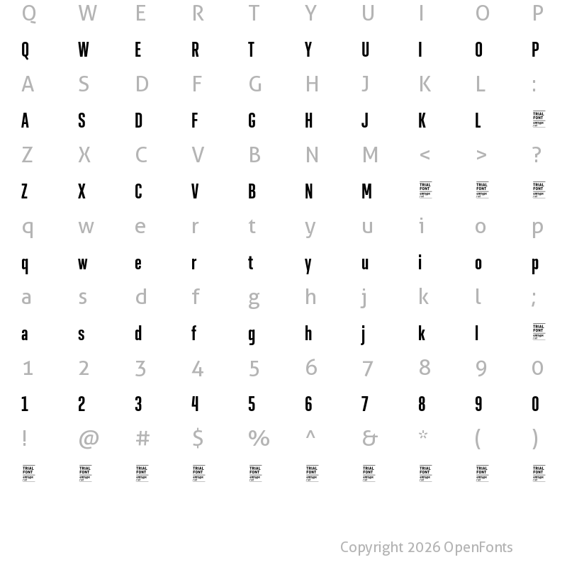 Character Map of GeogrotSharp TRIAL XComp SemiBold