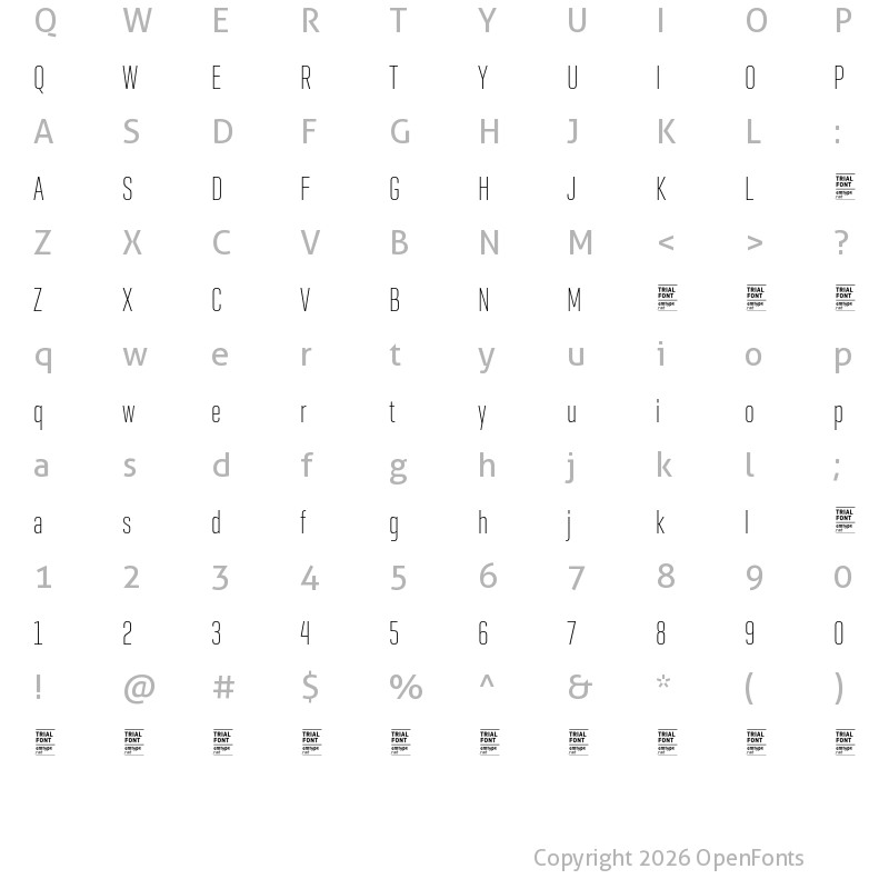 Character Map of GeogrotSharp TRIAL XComp UltraLight