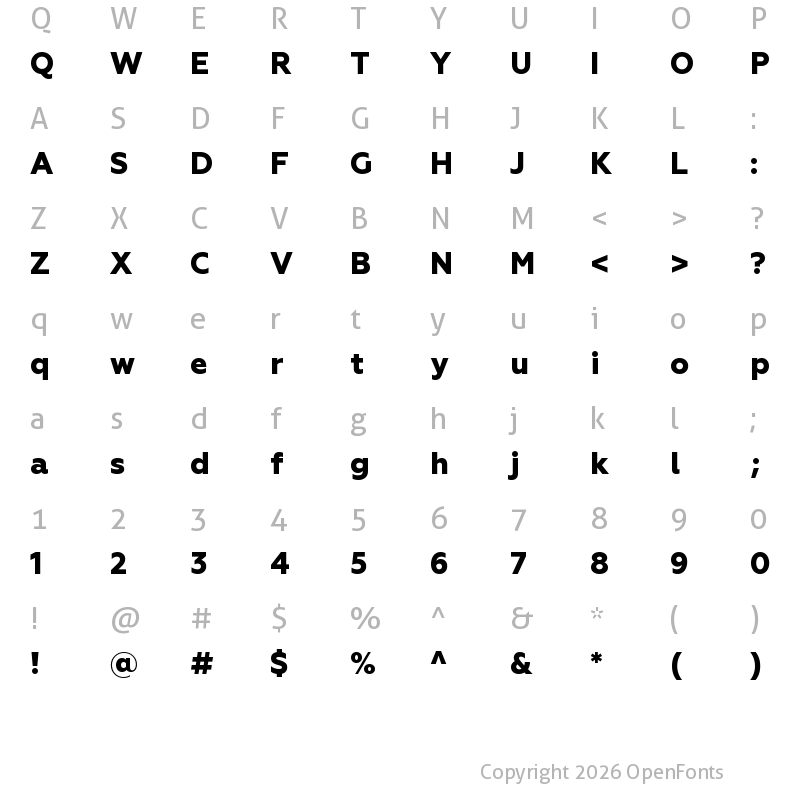 Character Map of Geometria ExtraBold