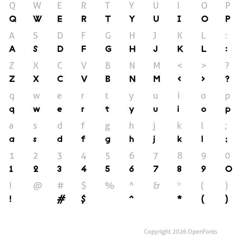 Character Map of Geometric Sans Serif v1 Regular