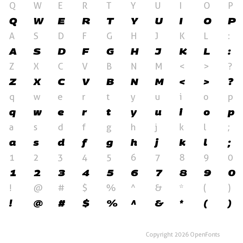 Character Map of Georama Expanded Black Italic