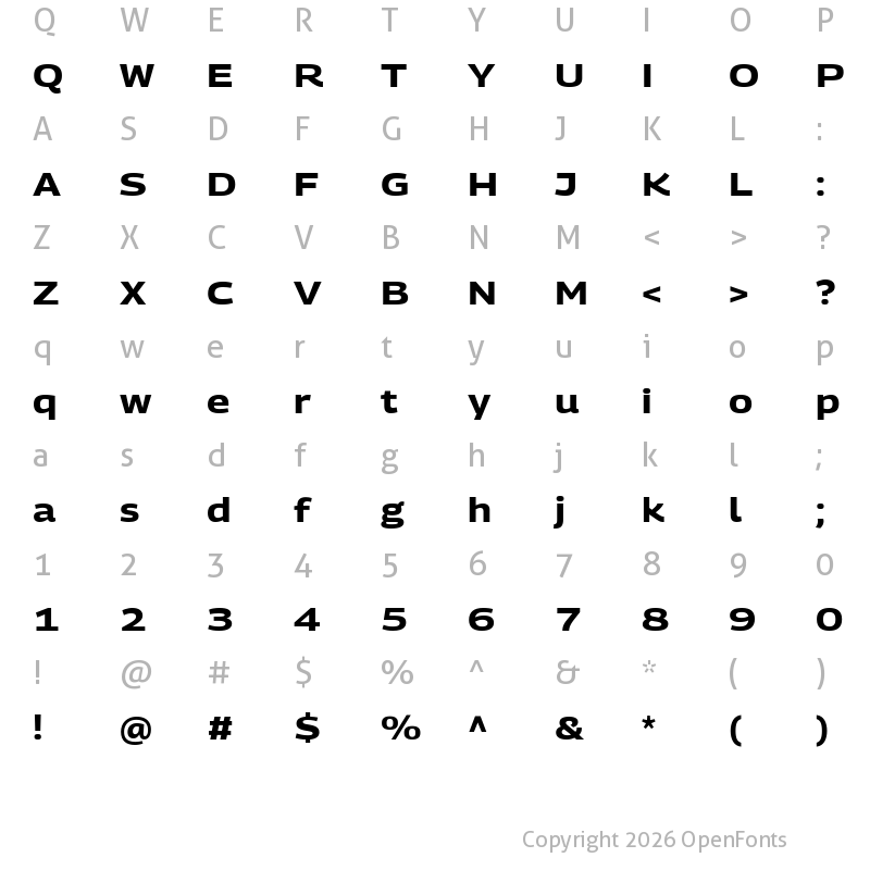 Character Map of Georama Expanded Bold