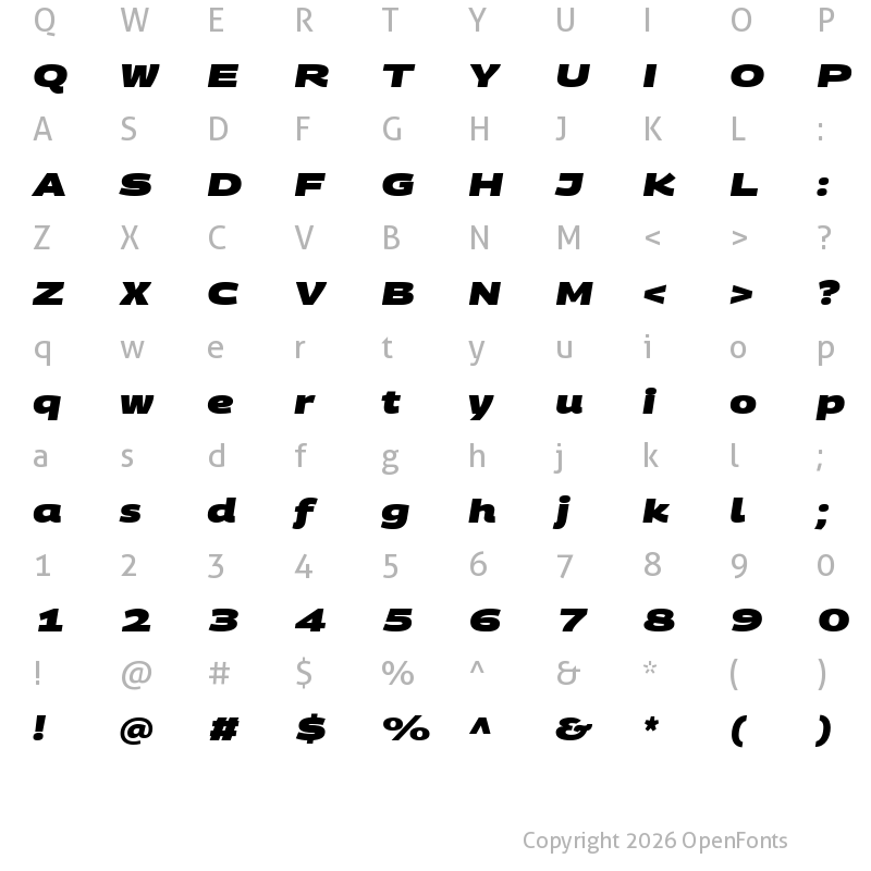 Character Map of Georama Extra Expanded Black Italic