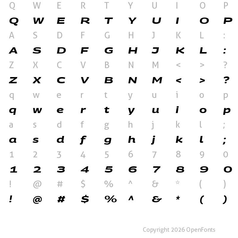 Character Map of Georama Extra Expanded Bold Italic