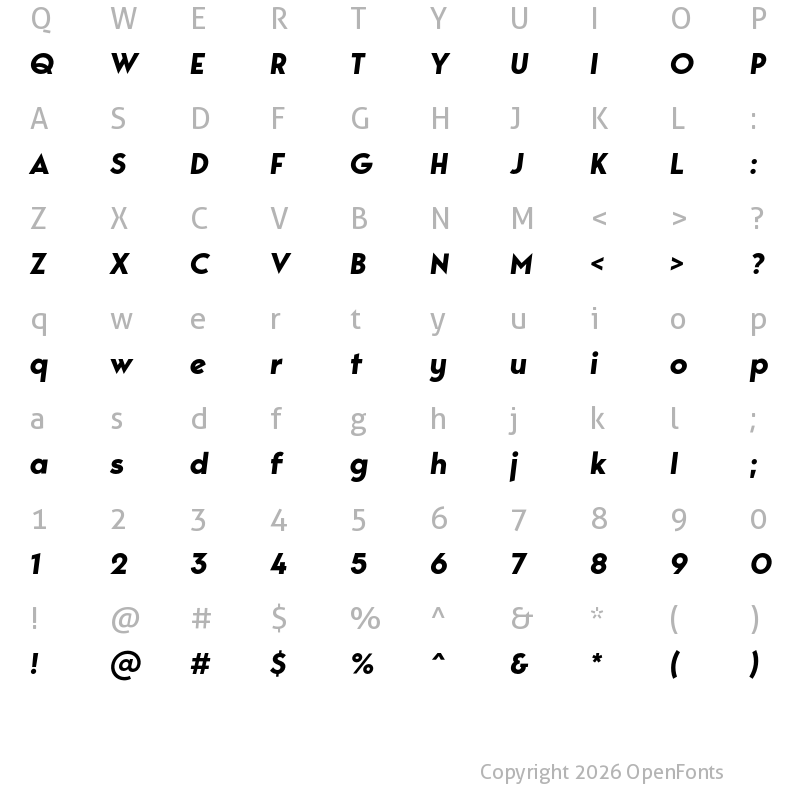 Character Map of George Bold Italic