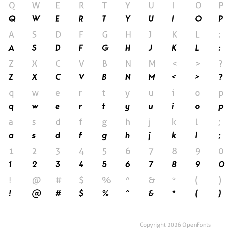 Character Map of George SemiBold Italic