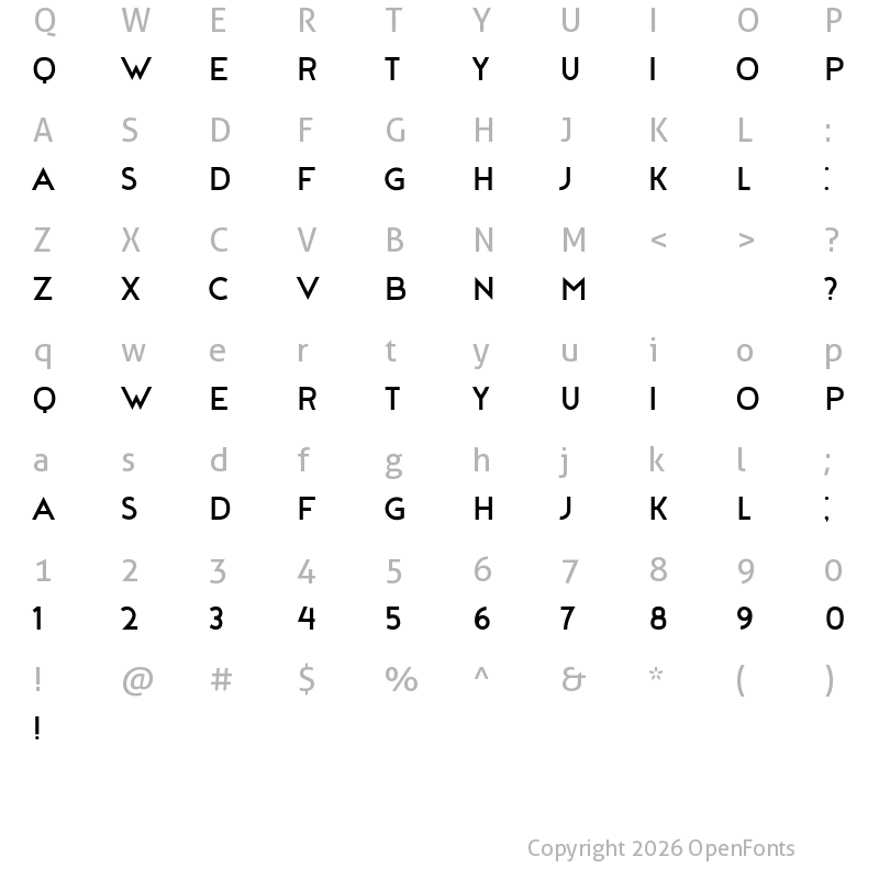 Character Map of Gerb Regular
