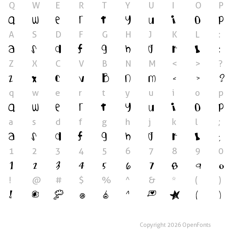 Character Map of GetLucky Medium