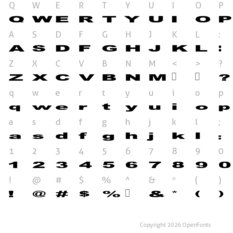 Character Map of GF Vienna heavy Heavy