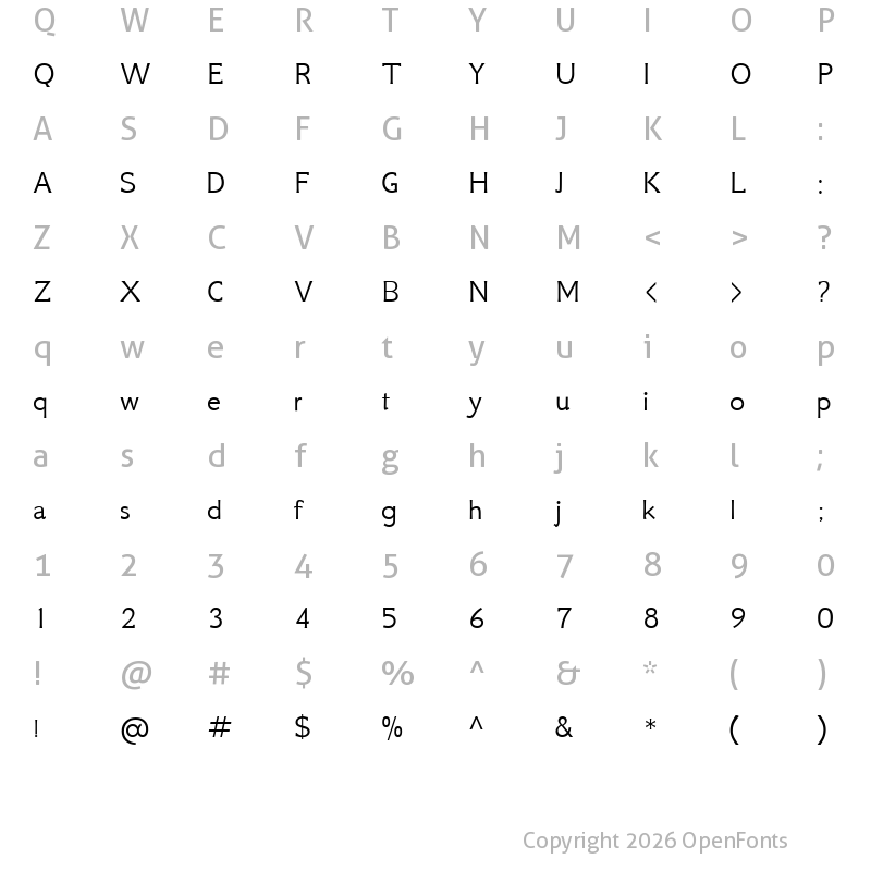 Character Map of GFS Neohellenic Regular