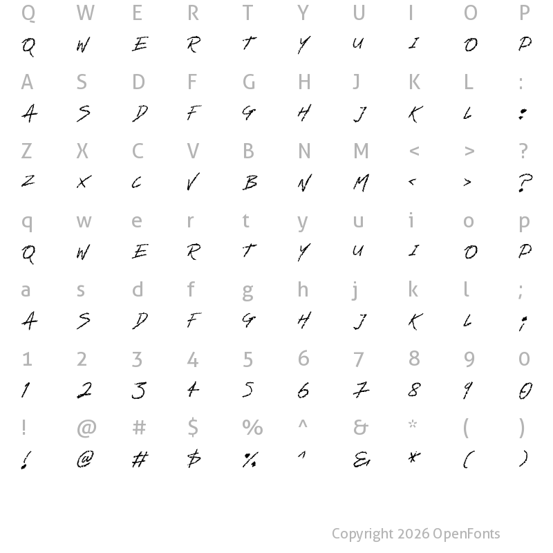Character Map of Ghastly Regular