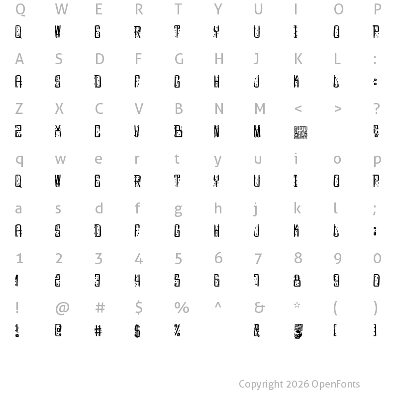 Character Map of Ghetto bros Regular