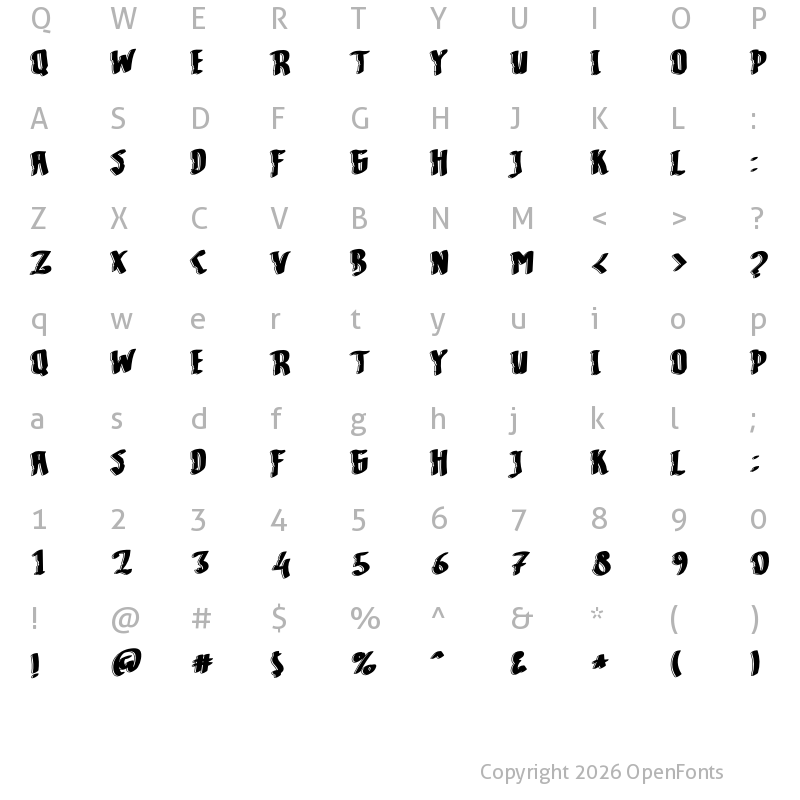 Character Map of Ghosting Regular