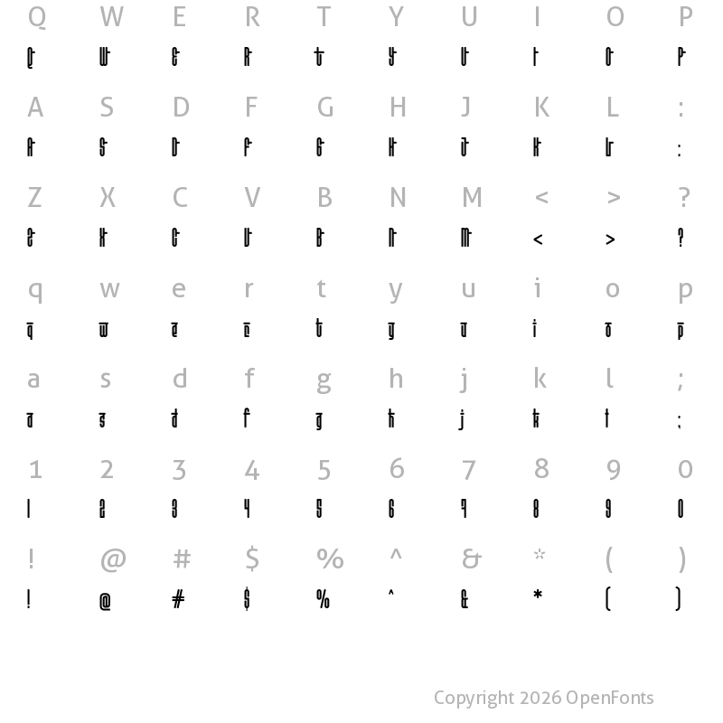 Character Map of Ghutamila Regular