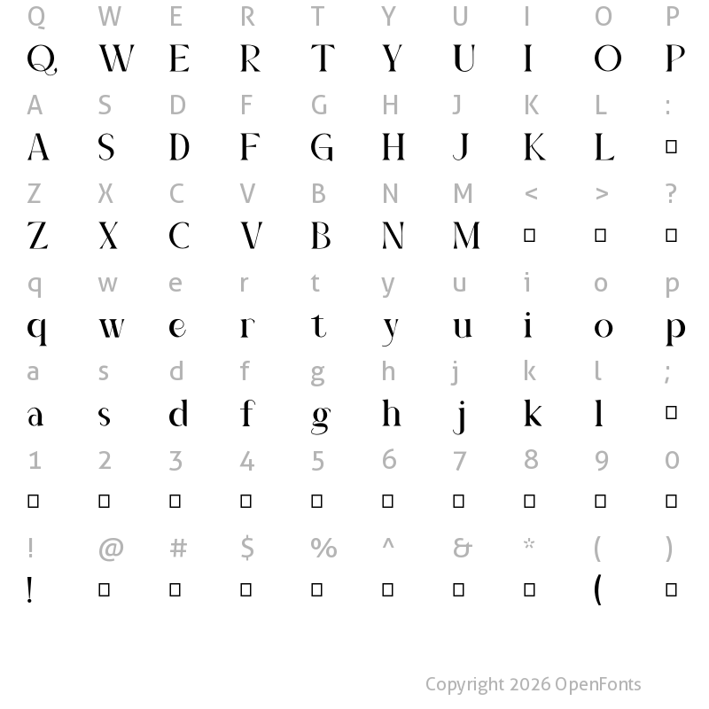Character Map of gianiteh Personal Use Only regular