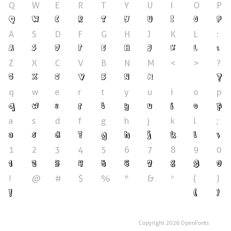 Character Map of GiantBoomFont Regular