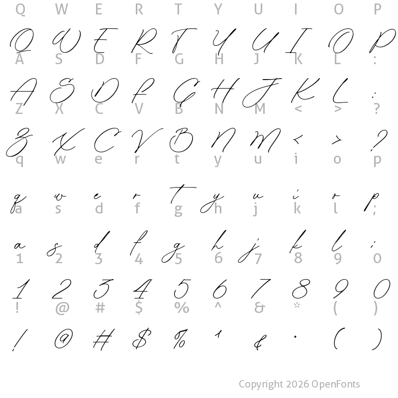 Character Map of Giantoli Italic