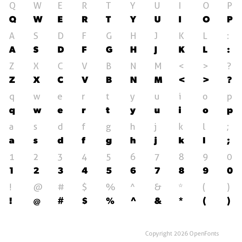 Character Map of Gibson Bold