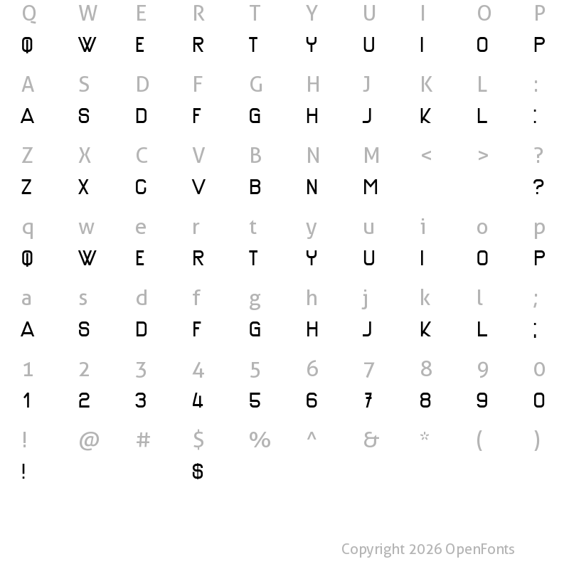 Character Map of Gigantesque Regular