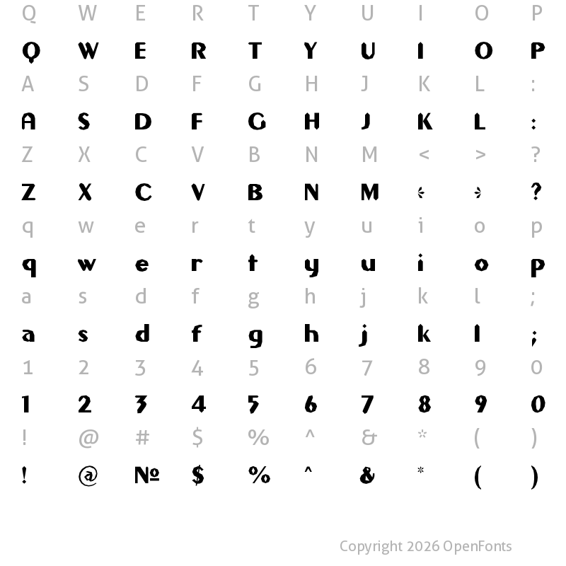 Character Map of Gilgongo Sledge Regular