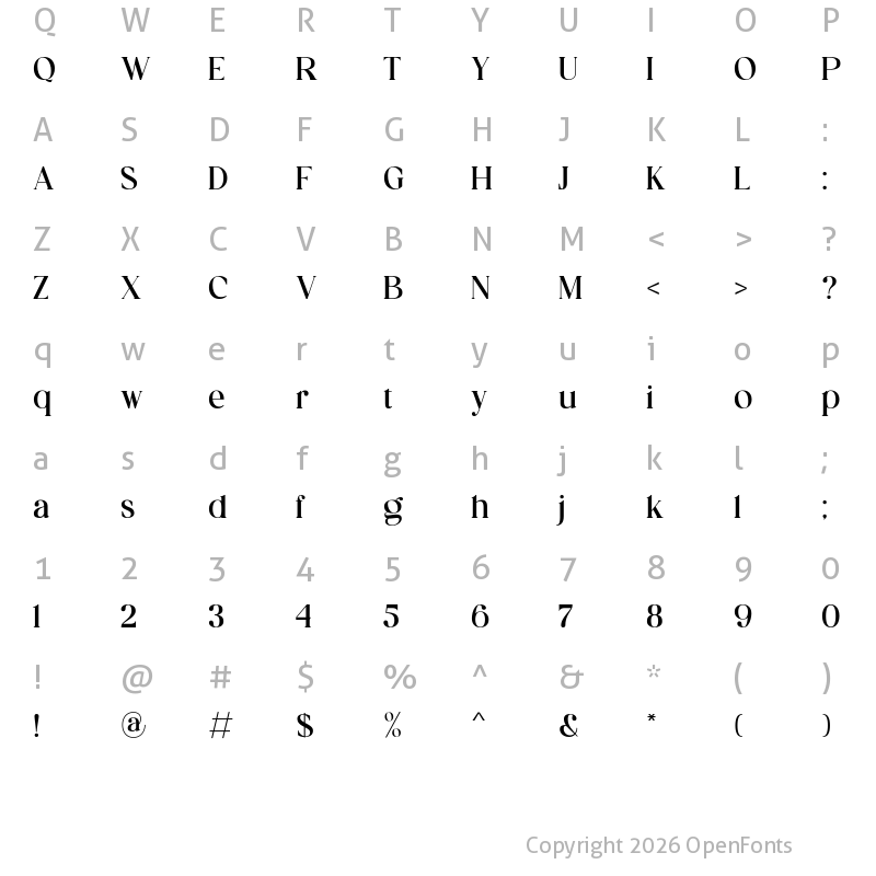 Character Map of Giliams Regular