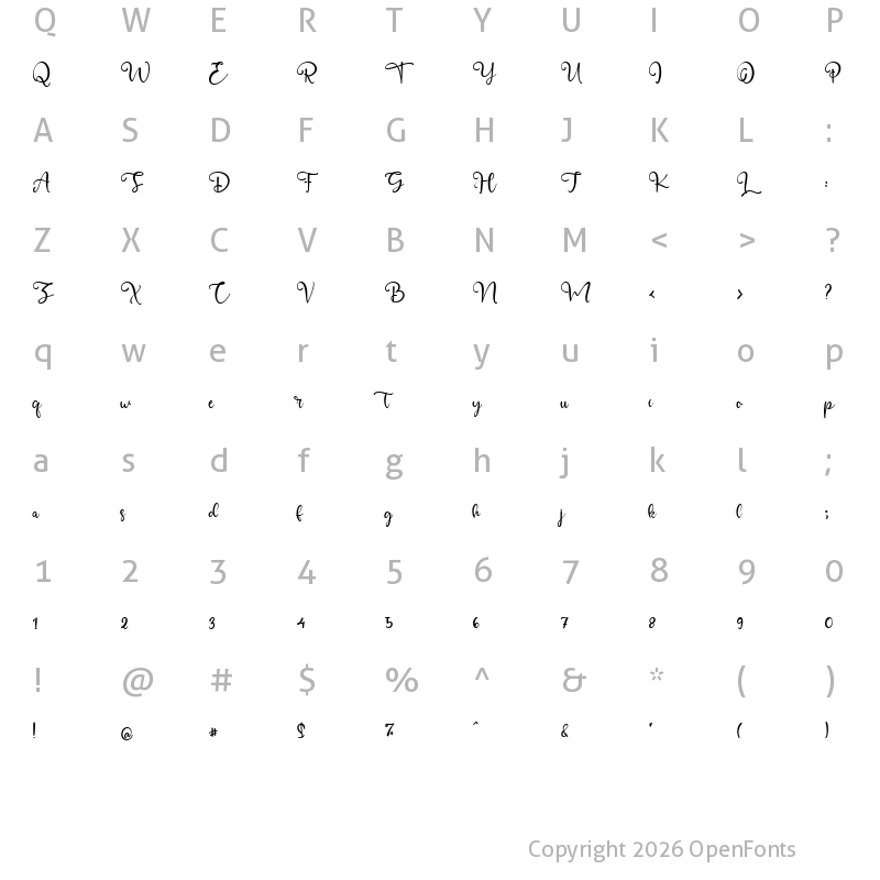 Character Map of Gillian Wallace Regular