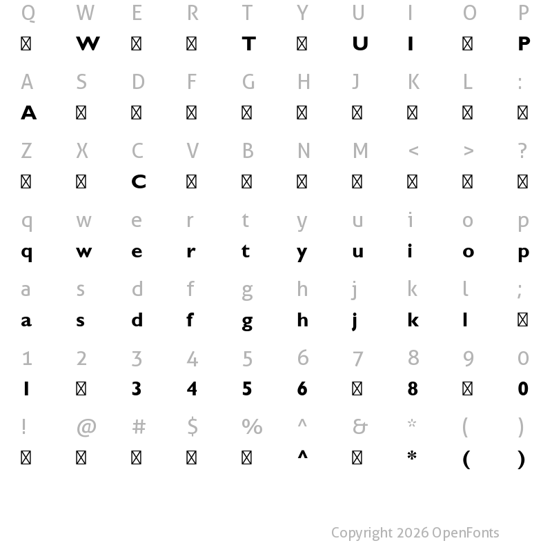 Character Map of GillSansMTPro-Bold ?