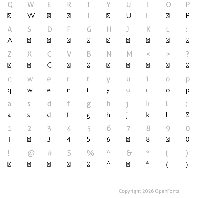 Character Map of GillSansMTPro-Book ?