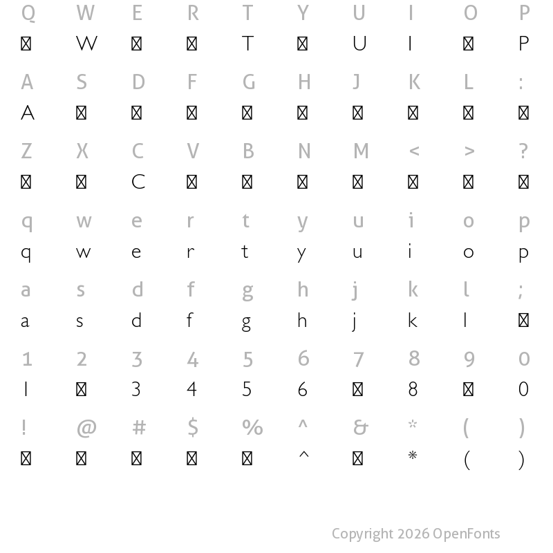 Character Map of GillSansMTPro-Light ?