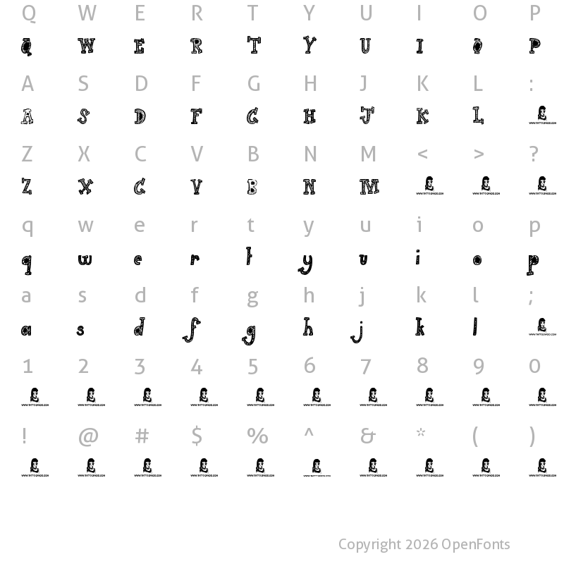 Character Map of Gimme Your Love Regular