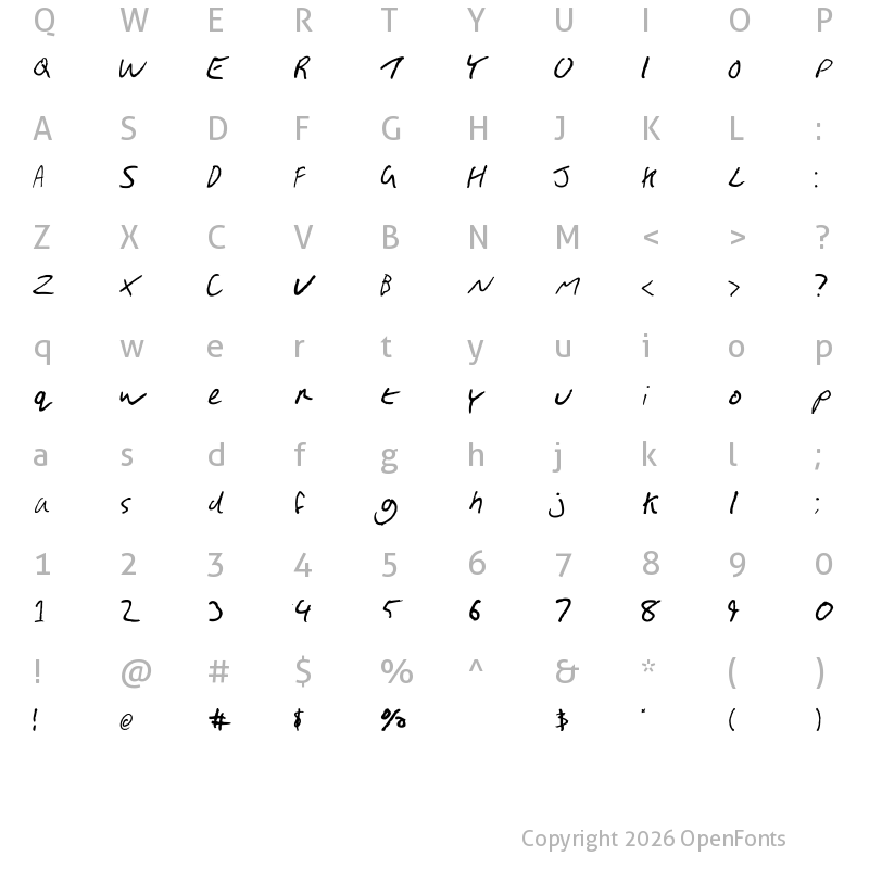Character Map of Gimp Scribble Regular