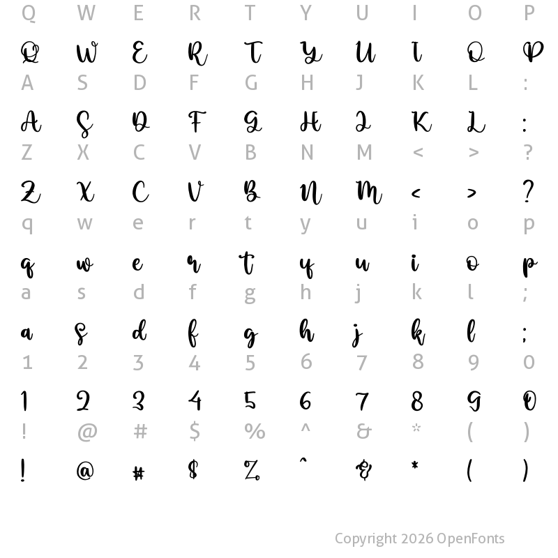 Character Map of Gina Angle Regular