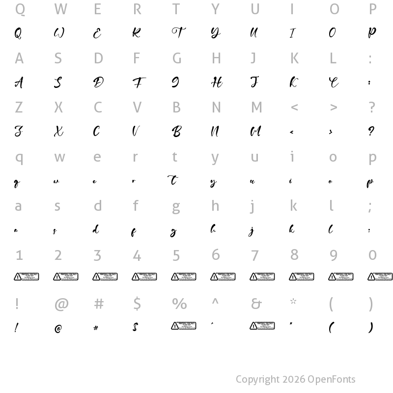Character Map of Gina Sean Regular