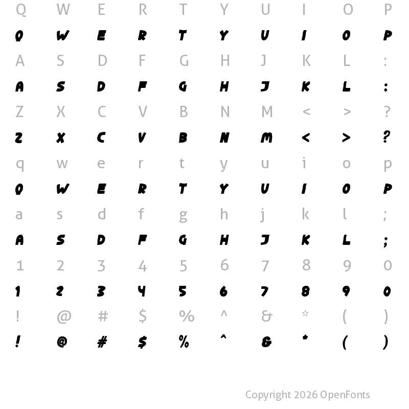 Character Map of Ginger Galaxy Regular