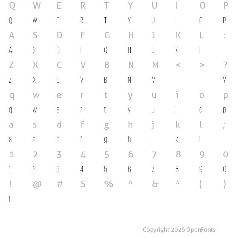 Character Map of Giorgio Sans Trial Extralight