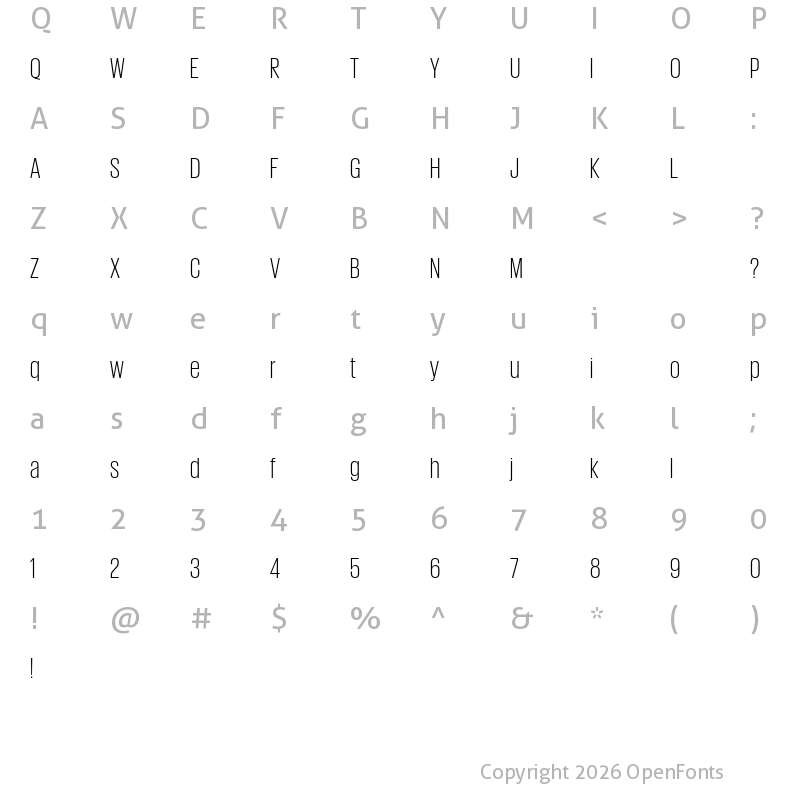 Character Map of Giorgio Sans Trial Light