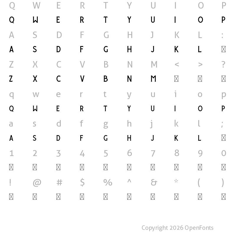 Character Map of Giroud Free Regular